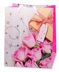 Antella Пакет подарочный бумажный 11х14х6см S розы